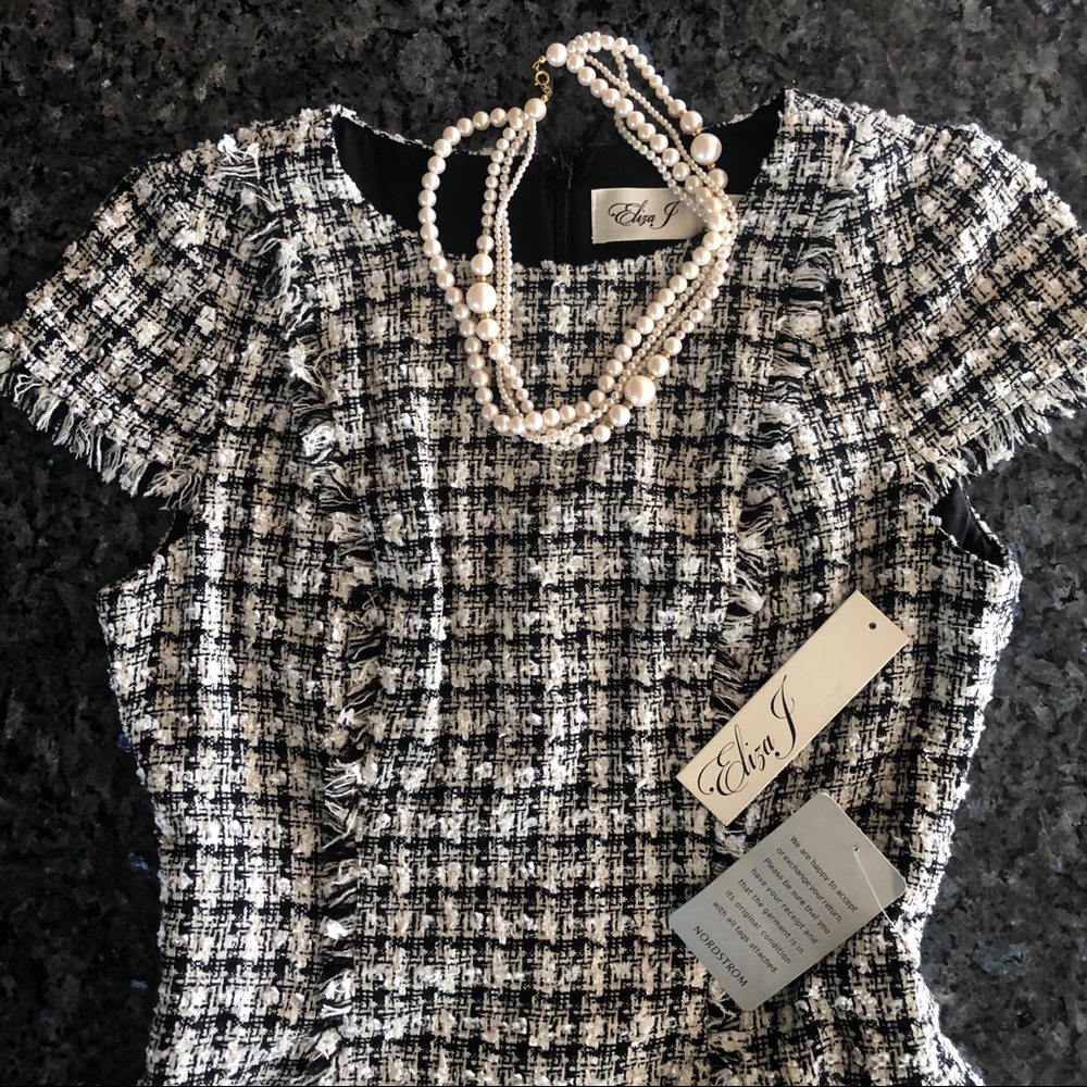 2xHPπNWT ELIZA J Black & White Tweed Dress - Picture 2 of 13